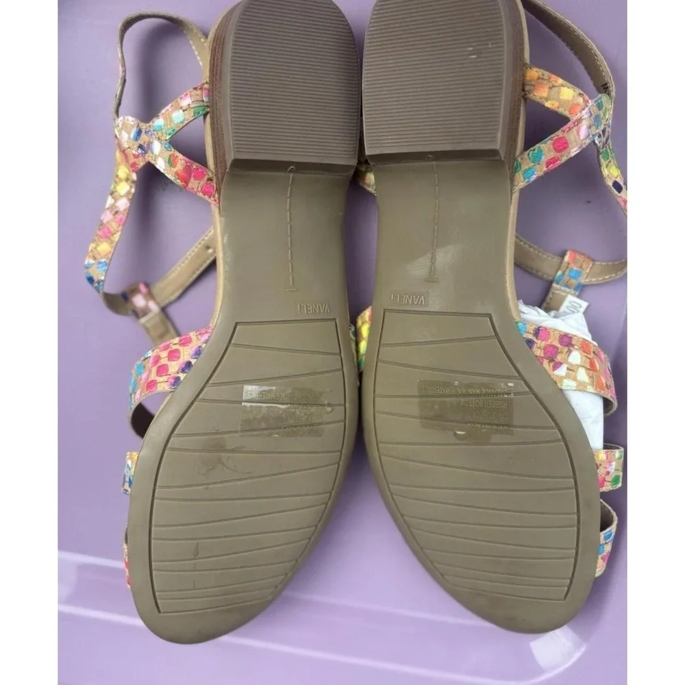 Vaneli Sandals Women's Size 8.5W Shoes Leather Multi-Strap Brandy Colorful New